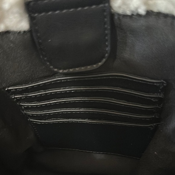 Aspen Black and White Mini Bag with Sherpa Trim - Picture 3 of 6